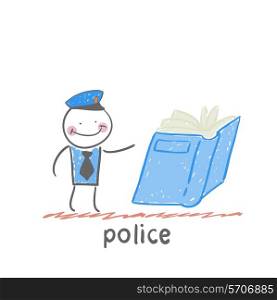 police. Fun cartoon style illustration. The situation of life.