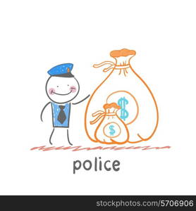 police. Fun cartoon style illustration. The situation of life.