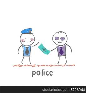 police. Fun cartoon style illustration. The situation of life.