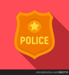 Police gold emblem icon. Flat illustration of police gold emblem vector icon for web design. Police gold emblem icon, flat style