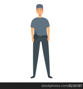Police guard icon cartoon vector. Officer man. Car patrol. Police guard icon cartoon vector. Officer man