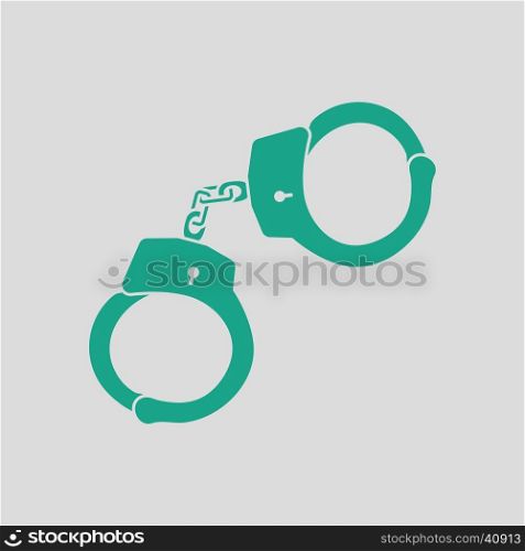 Police handcuff icon. Gray background with green. Vector illustration.