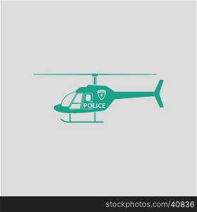 Police helicopter icon. Gray background with green. Vector illustration.