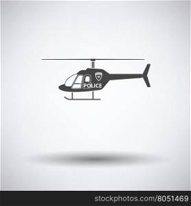 Police helicopter icon on gray background with round shadow. Vector illustration.