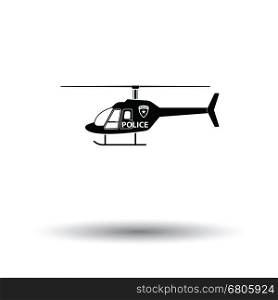 Police helicopter icon. White background with shadow design. Vector illustration.