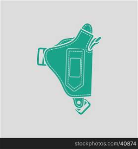Police holster gun icon. Gray background with green. Vector illustration.