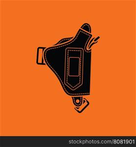 Police holster gun icon. Orange background with black. Vector illustration.
