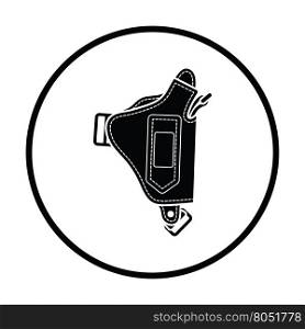 Police holster gun icon. Thin circle design. Vector illustration.