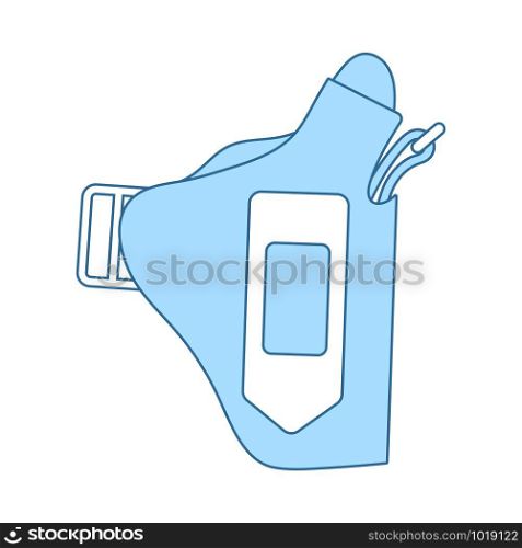 Police Holster Gun Icon. Thin Line With Blue Fill Design. Vector Illustration.