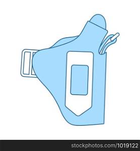 Police Holster Gun Icon. Thin Line With Blue Fill Design. Vector Illustration.
