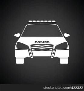 Police icon front view. Black background with white. Vector illustration.