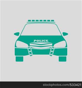 Police Icon Front View. Green on Gray Background. Vector Illustration.