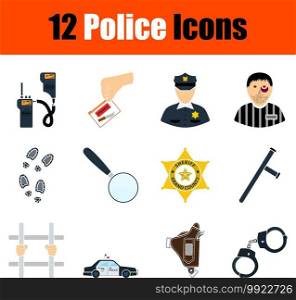 Police Icon Set. Flat Design. Fully editable vector illustration. Text expanded.