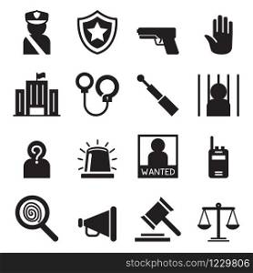 Police icons set Silhouette