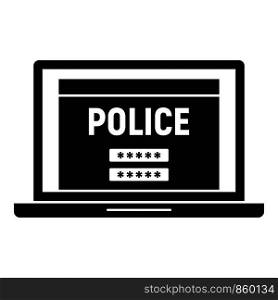 Police laptop icon. Simple illustration of police laptop vector icon for web design isolated on white background. Police laptop icon, simple style