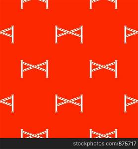 Police line pattern repeat seamless in orange color for any design. Vector geometric illustration. Police line pattern seamless