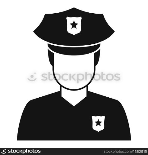 Police man icon. Simple illustration of police man vector icon for web design isolated on white background. Police man icon, simple style