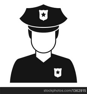 Police man icon. Simple illustration of police man vector icon for web design isolated on white background. Police man icon, simple style