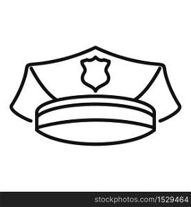 Police officer cap icon. Outline police officer cap vector icon for web design isolated on white background. Police officer cap icon, outline style