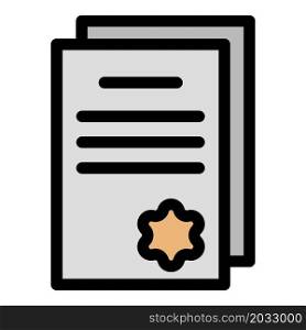 Police papers icon. Outline police papers vector icon color flat isolated. Police papers icon color outline vector