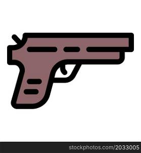 Police pistol icon. Outline police pistol vector icon color flat isolated. Police pistol icon color outline vector