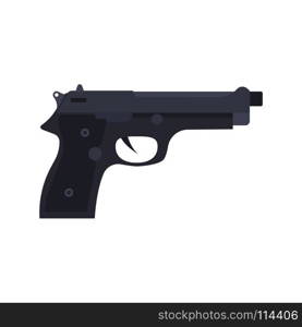 Police pistol vector icon gun illustration handgun weapon isolated symbol. Security crime sign protection war firearm