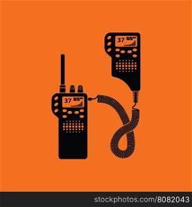 Police radio icon. Orange background with black. Vector illustration.