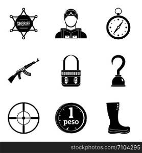 Police stuff icons set. Simple set of 9 police stuff vector icons for web isolated on white background. Police stuff icons set, simple style