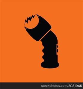 Police stun gun icon. Orange background with black. Vector illustration.