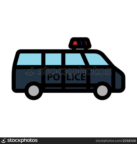 Police Van Icon. Editable Bold Outline With Color Fill Design. Vector Illustration.