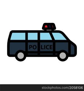 Police Van Icon. Editable Bold Outline With Color Fill Design. Vector Illustration.