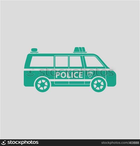 Police van icon. Gray background with green. Vector illustration.