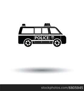 Police van icon. White background with shadow design. Vector illustration.