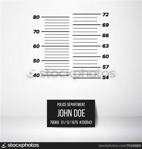 Police Wall Lineup Metrical Imperial. Prison Background Template. Vector Illustration. Police Wall Lineup Metrical Imperial. Prison Background Template. Vector