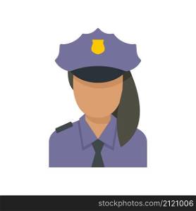 Police woman border icon. Flat illustration of police woman border vector icon isolated on white background. Police woman border icon flat isolated vector