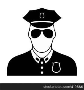 Policeman black plain icon. Simple black symbol on a white background. Policeman black plain icon