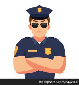 Policeman character isolated on white background. Police character. Vector stock