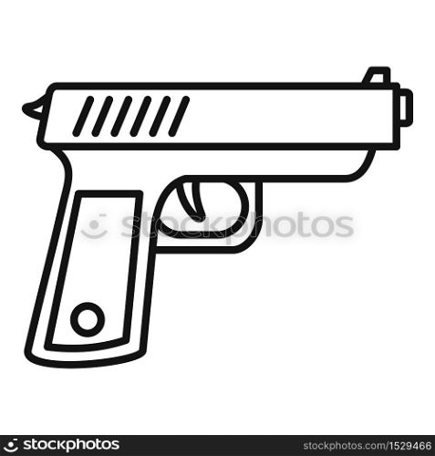 Policeman gun icon. Outline policeman gun vector icon for web design isolated on white background. Policeman gun icon, outline style
