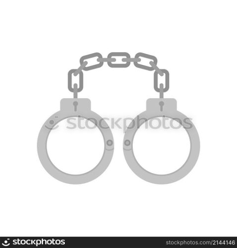 Policeman handcuffs icon. Flat illustration of policeman handcuffs vector icon isolated on white background. Policeman handcuffs icon flat isolated vector
