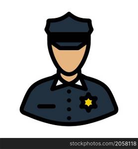 Policeman Icon. Editable Bold Outline With Color Fill Design. Vector Illustration.