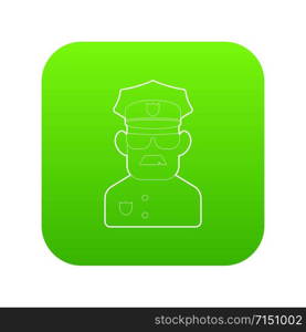 Policeman icon green vector isolated on white background. Policeman icon green vector