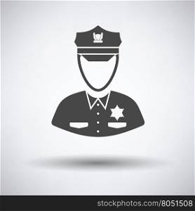 Policeman icon on gray background with round shadow. Vector illustration.