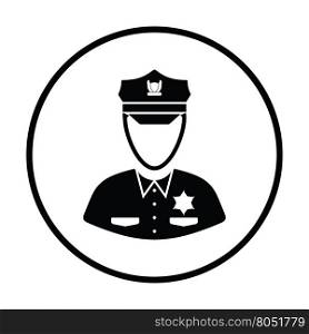 Policeman icon. Thin circle design. Vector illustration.