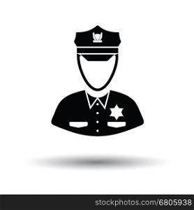Policeman icon. White background with shadow design. Vector illustration.