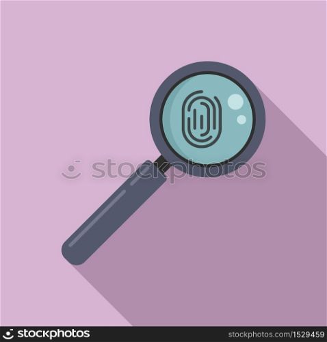 Policeman magnifier fingerprint icon. Flat illustration of policeman magnifier fingerprint vector icon for web design. Policeman magnifier fingerprint icon, flat style