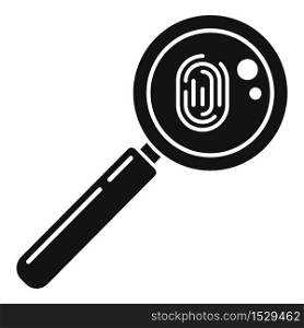 Policeman magnifier fingerprint icon. Simple illustration of policeman magnifier fingerprint vector icon for web design isolated on white background. Policeman magnifier fingerprint icon, simple style