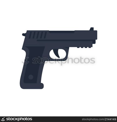 Policeman pistol icon. Flat illustration of policeman pistol vector icon isolated on white background. Policeman pistol icon flat isolated vector