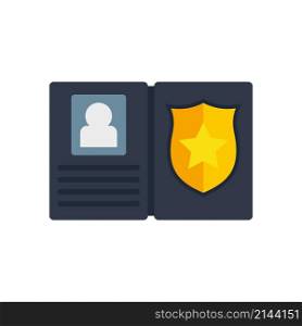 Policeman wallet icon. Flat illustration of policeman wallet vector icon isolated on white background. Policeman wallet icon flat isolated vector