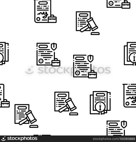 Policies Data Process Seamless Pattern Vector Thin Line. Illustrations. Policies Data Process Seamless Pattern Vector