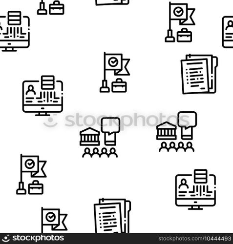 Policies Data Process Seamless Pattern Vector Thin Line. Illustrations. Policies Data Process Seamless Pattern Vector